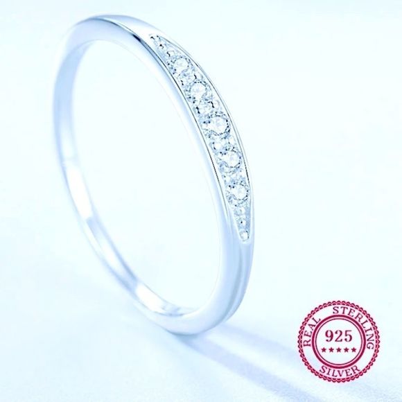 NEW! PAVE CZ S925 STERLING SILVER RHODIUM PLTD STACKING RING-SIZE 7! - Picture 4 of 14